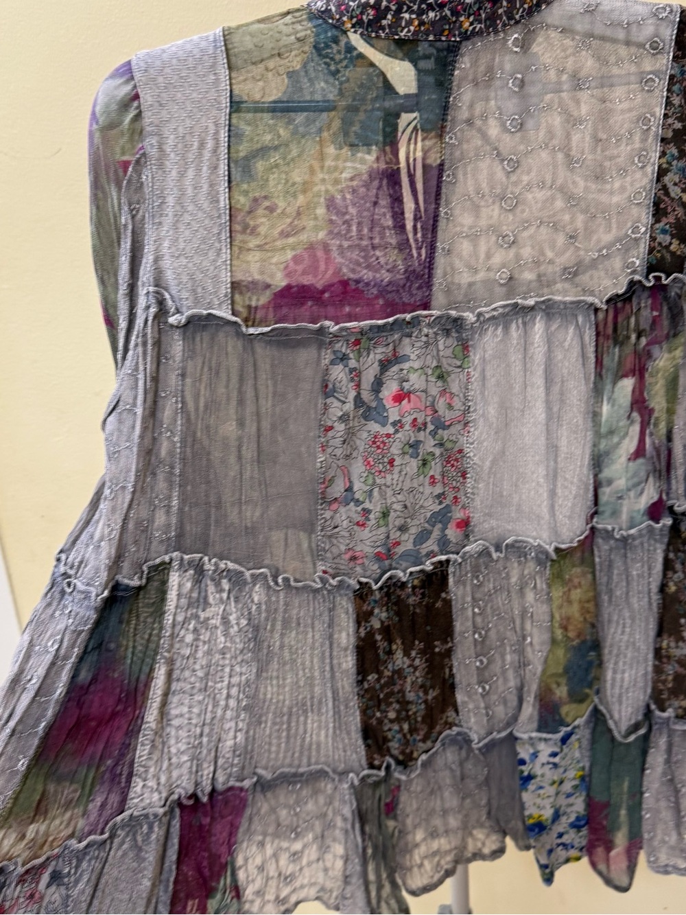 Boho Patchwork Tunic Top in Gray and Purple - Picture 4 of 8